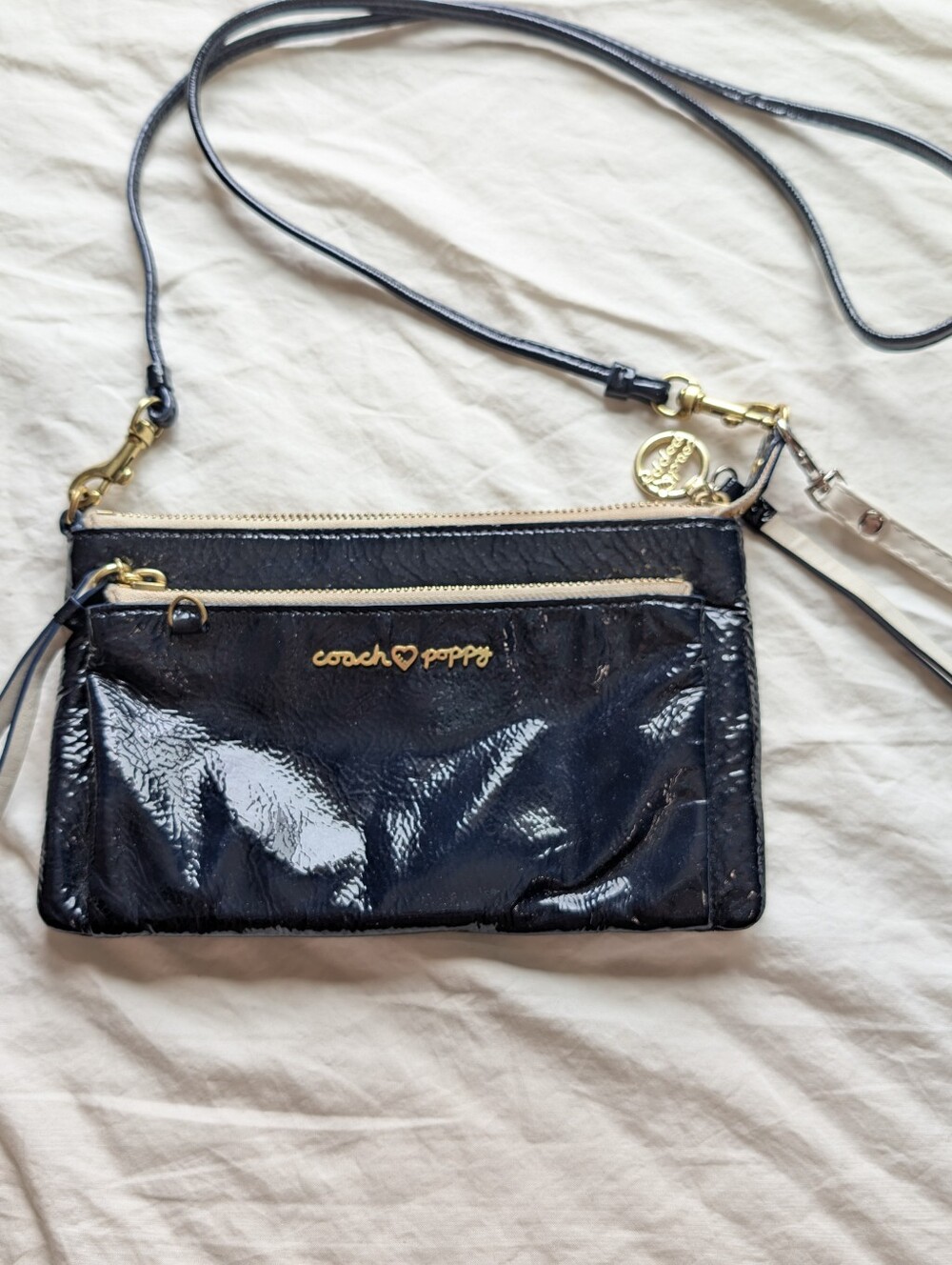 Vintage Coach Poppy Patent Leather Crossbody Blue/Black